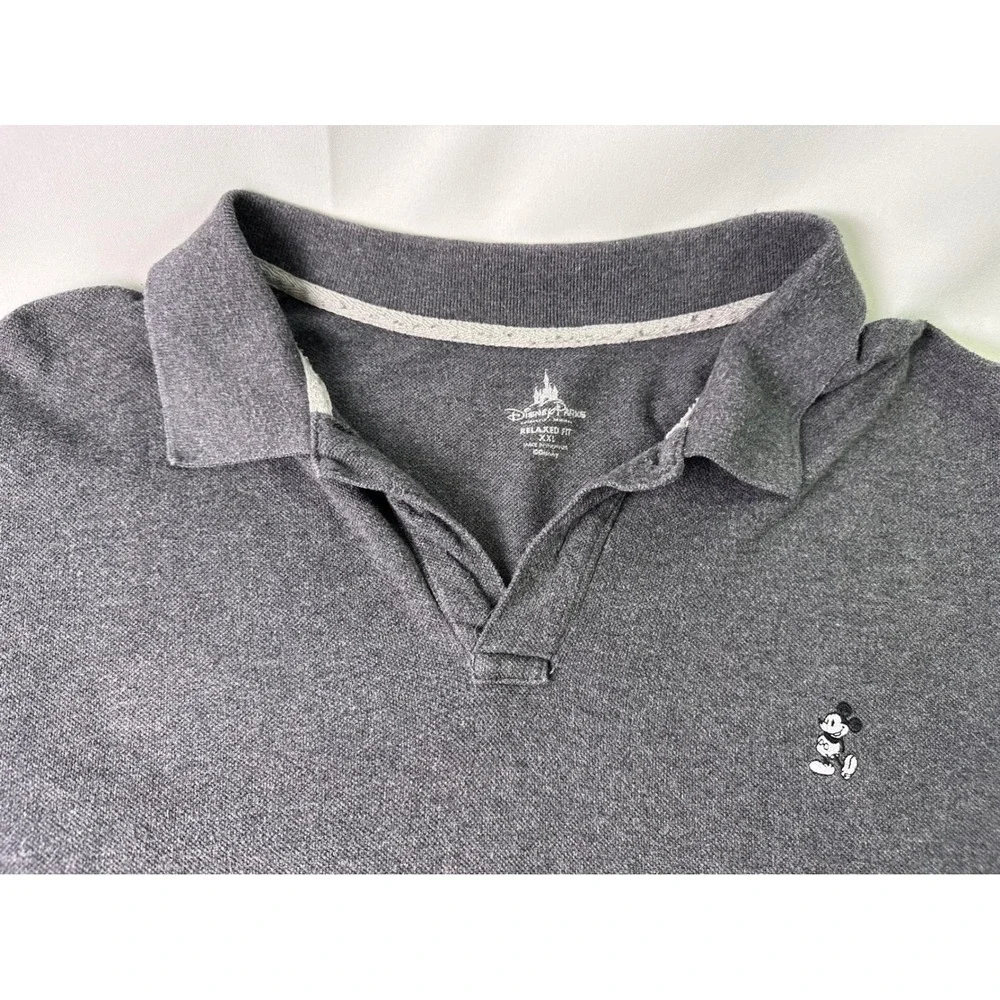 Disney‎ Parks Mickey Mouse Polo Shirt Mens 2XL Relaxed Fit Gray Adult